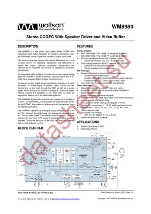 WM8980GEFL/V datasheet  